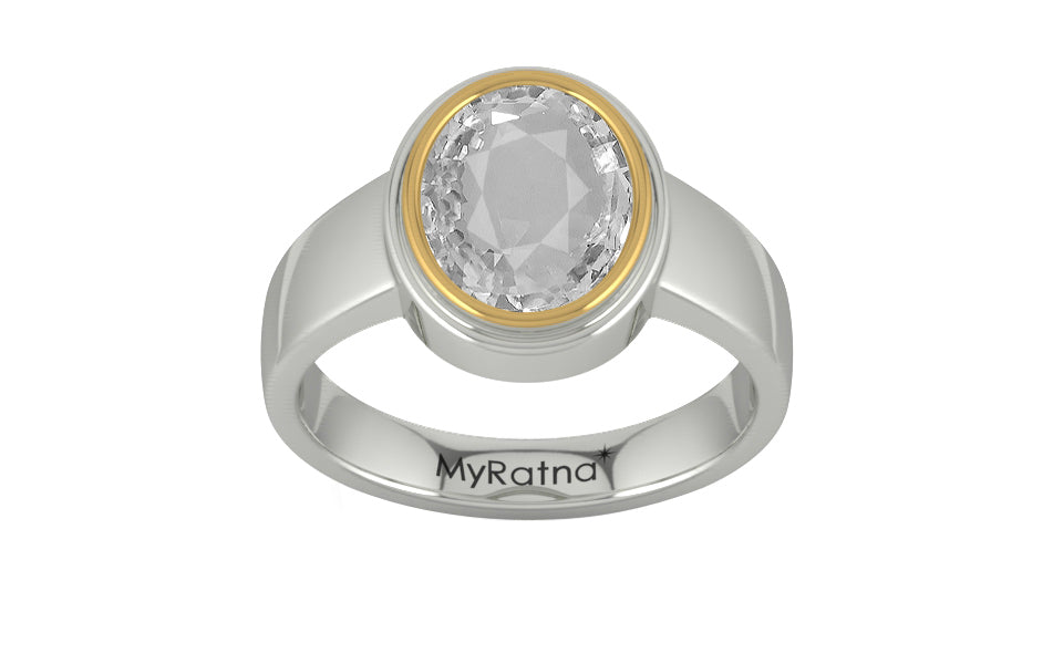 Goldcap Ceylon White Sapphire Ring Rare Quality (R3)