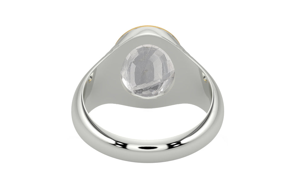 GoldCap Ceylon White Sapphire Ring Rare Quality (R7)