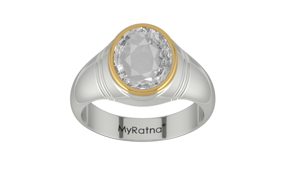 GoldCap Ceylon White Sapphire Ring Rare Quality (R7)