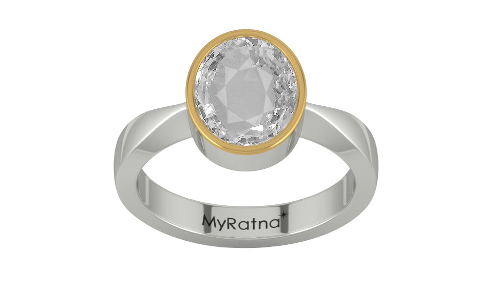 GoldCap Ceylon White Sapphire Ring Rare Quality (R9)