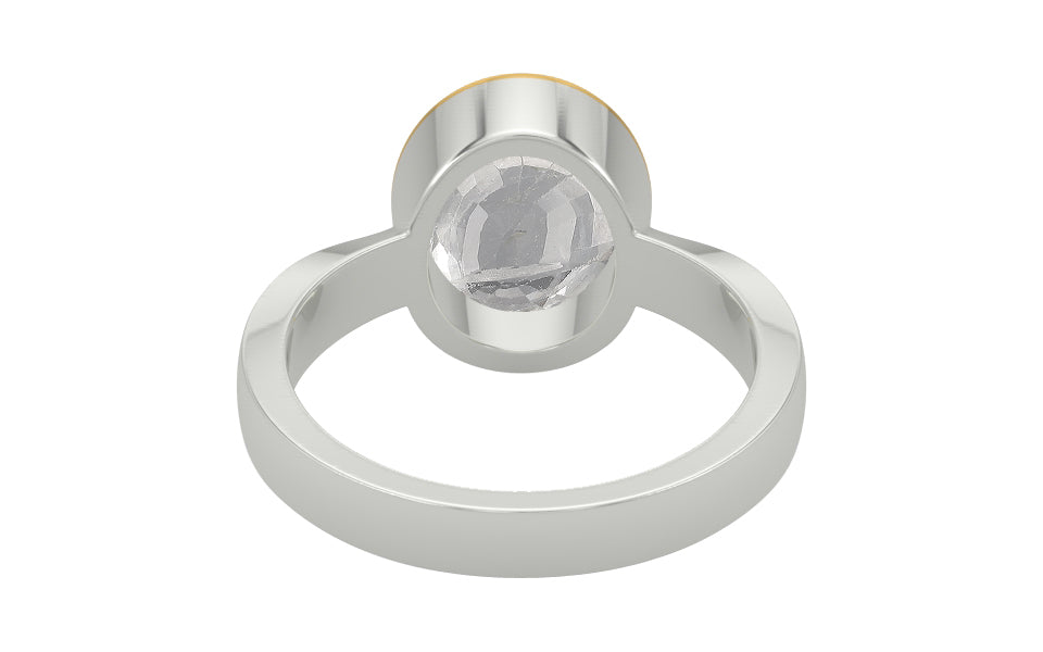 GoldCap Ceylon White Sapphire Ring Rare Quality (R9)