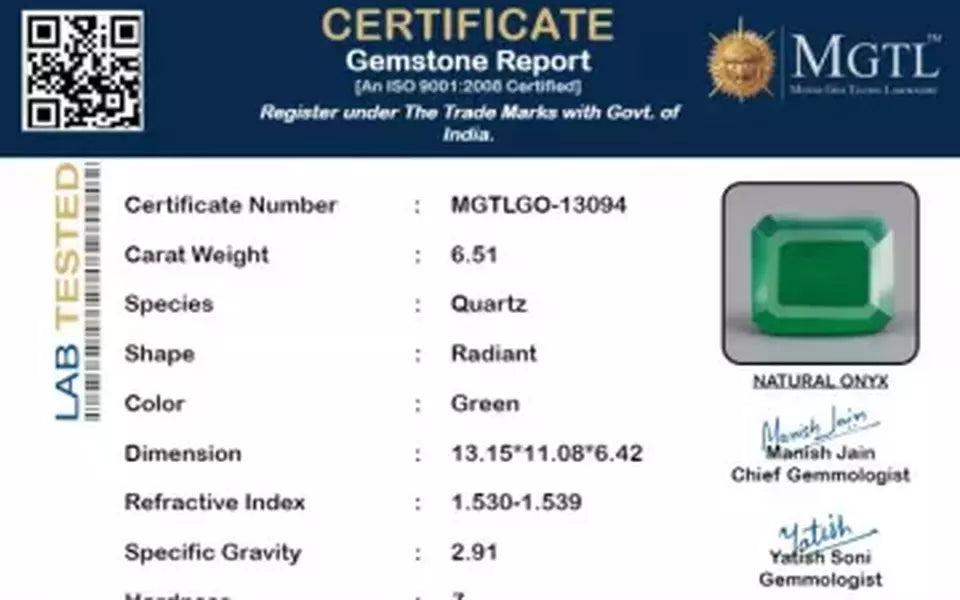Green Onyx - 6.51 Carat Limited Quality GO-13094