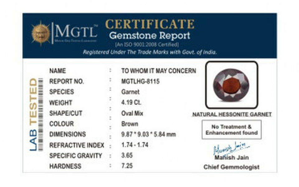 Ceylon Hessonite Garnet - 4.19 Carat Limited Quality HG-8115