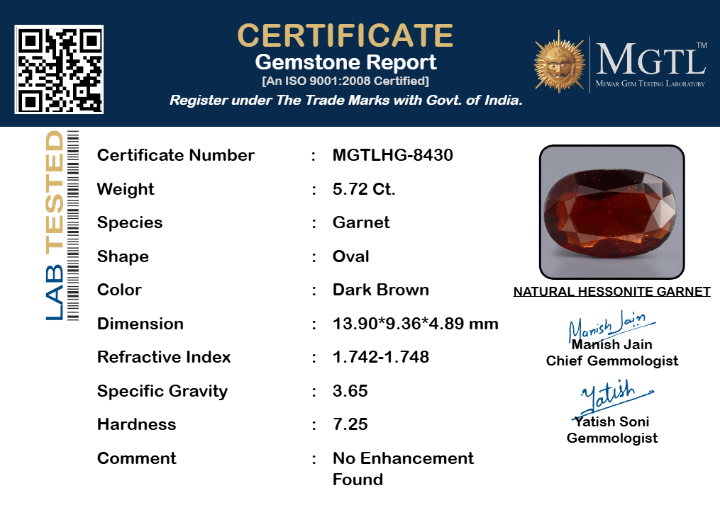 Hessonite (Gomed) - 5.72 Carat