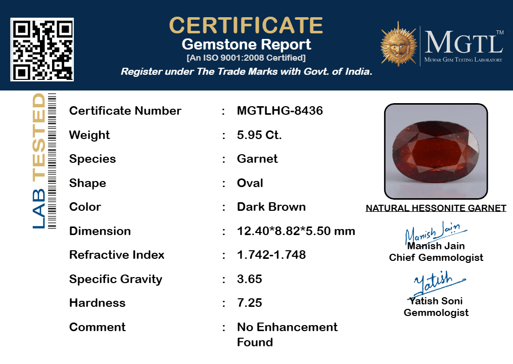 Hessonite (Gomed) - 5.95 Carat