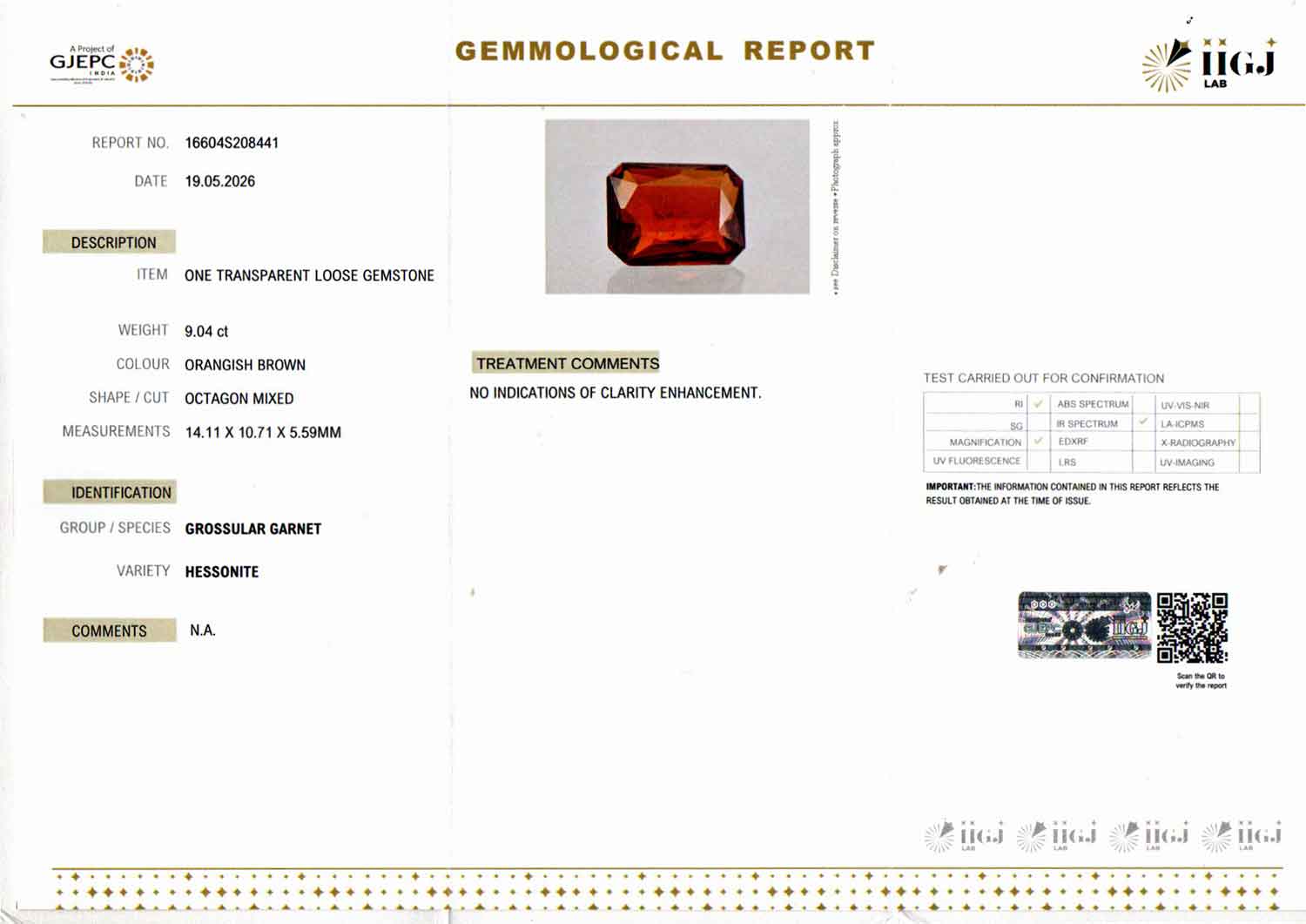 Hessonite (Gomed) - 9.04 Carat