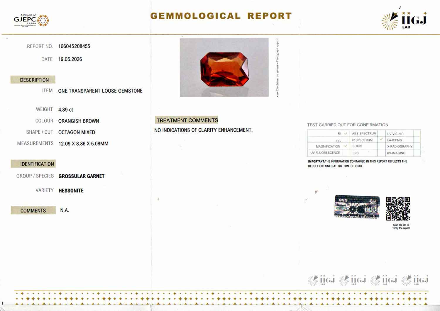 Hessonite (Gomed) - 4.89 Carat