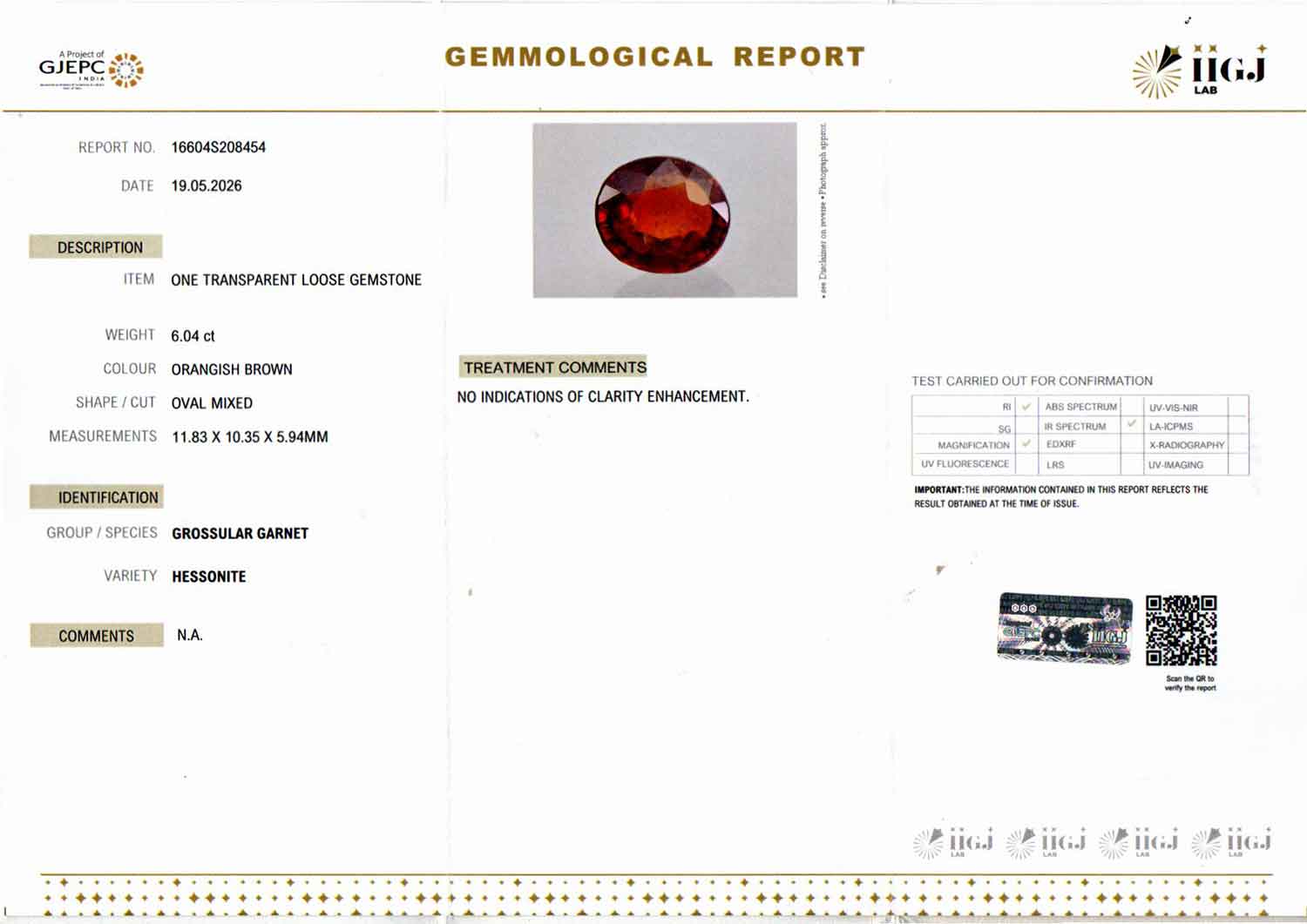 Hessonite (Gomed) - 6.04 Carat
