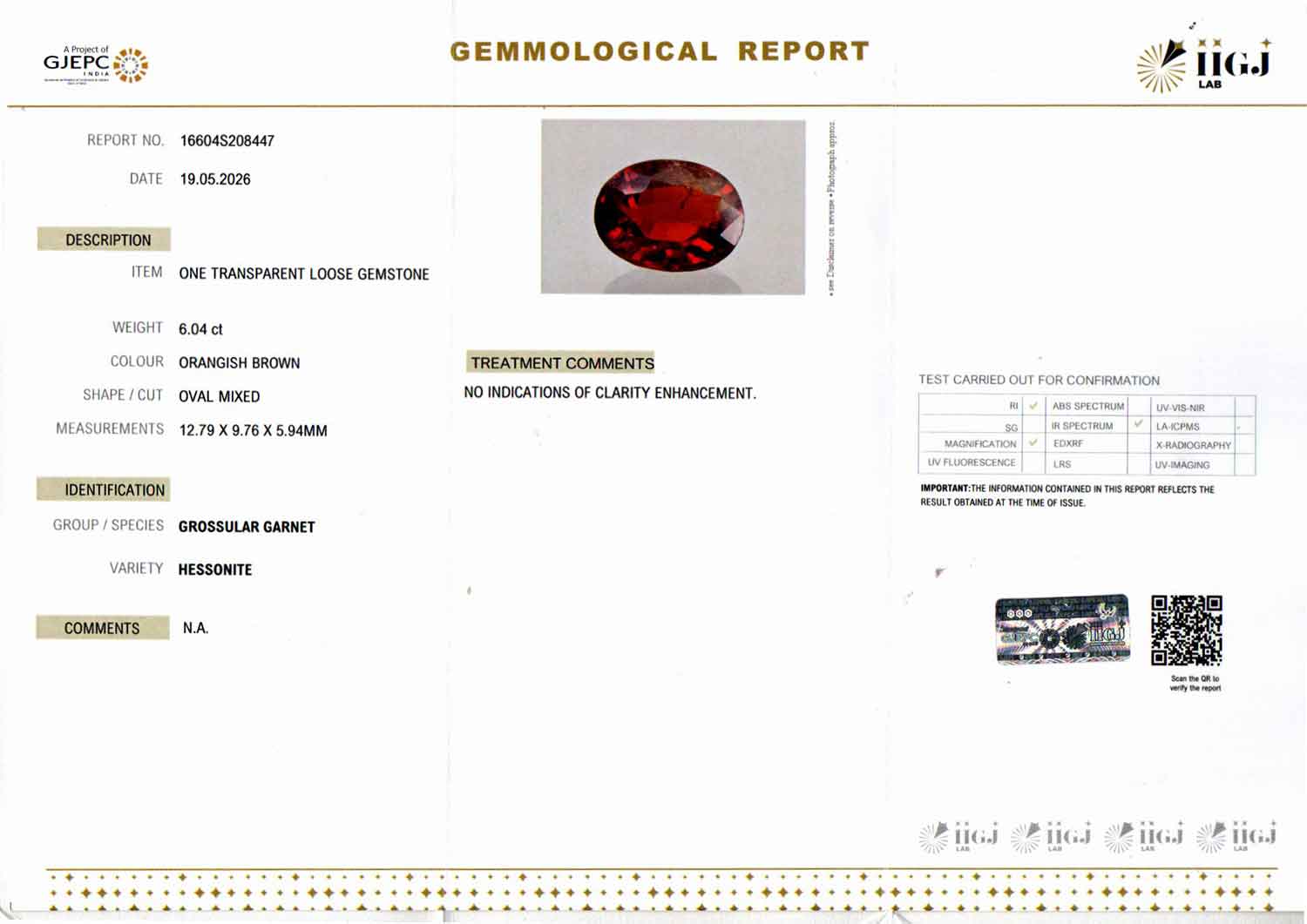 Hessonite (Gomed) - 6.04 Carat