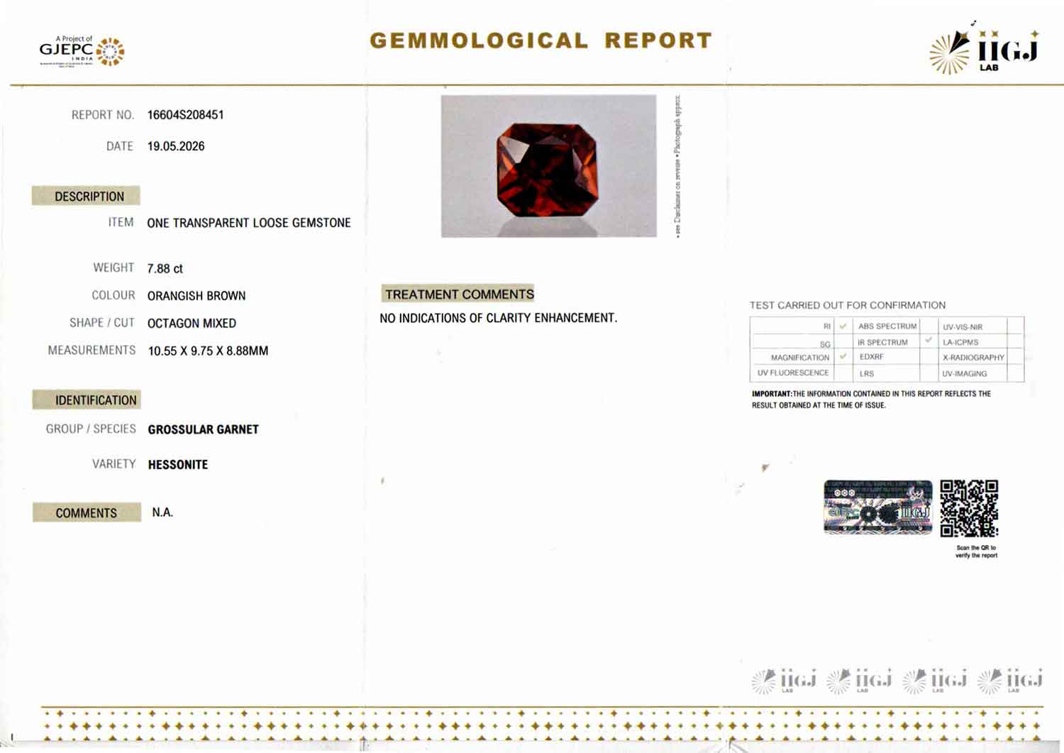 Hessonite (Gomed) - 7.88 Carat