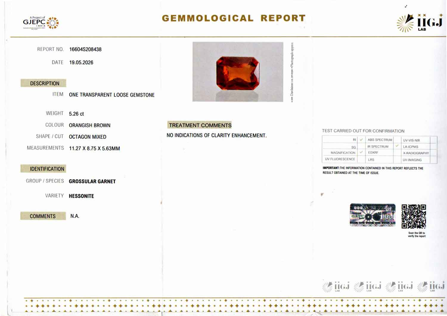Hessonite (Gomed) - 5.26 Carat