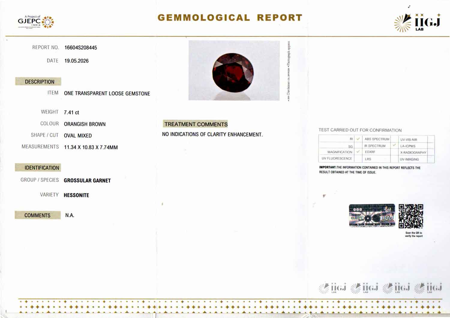 Hessonite (Gomed) - 7.41 Carat