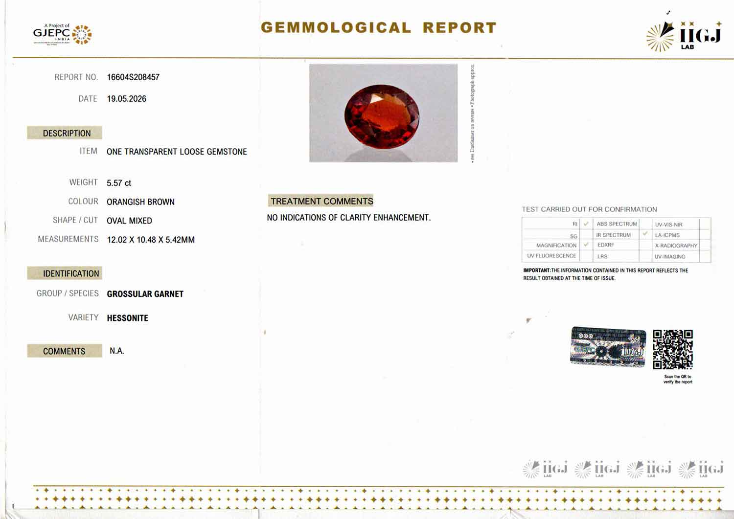Hessonite (Gomed) - 5.57 Carat