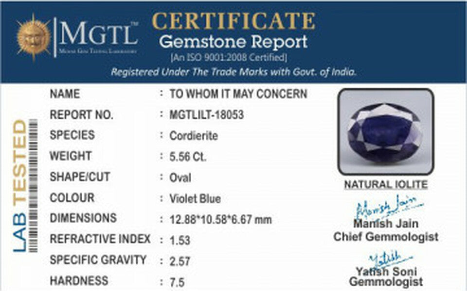 Tanzania Iolite -  5.56 Carat Limited Quality | ILT 18053