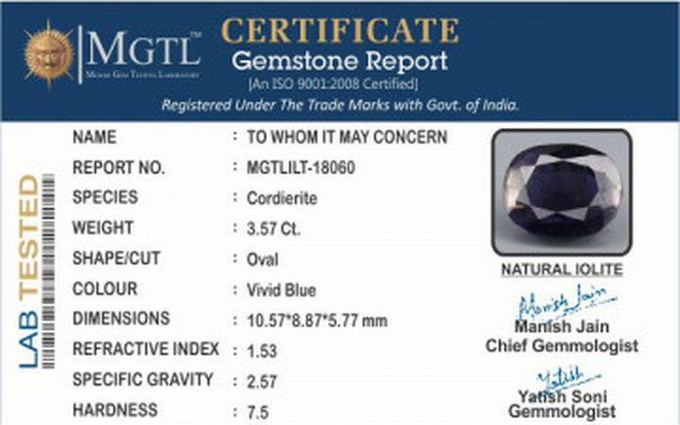 Tanzania Iolite -  3.57 Carat Limited Quality | ILT 18060