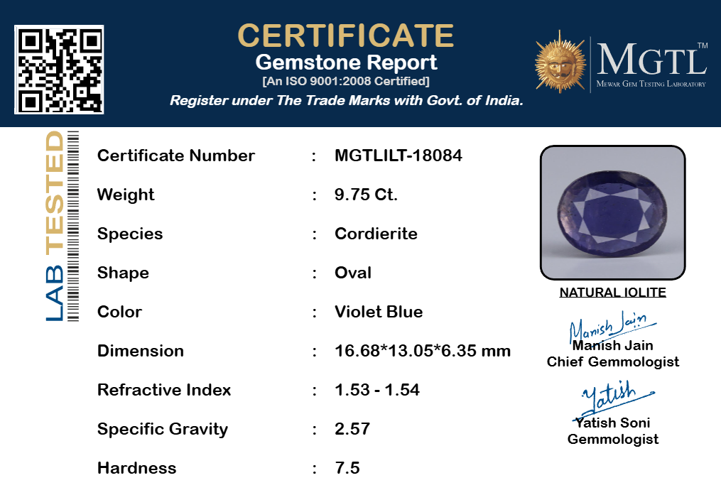 Iolite - 9.75 Carat Limited Quality ILT-18084