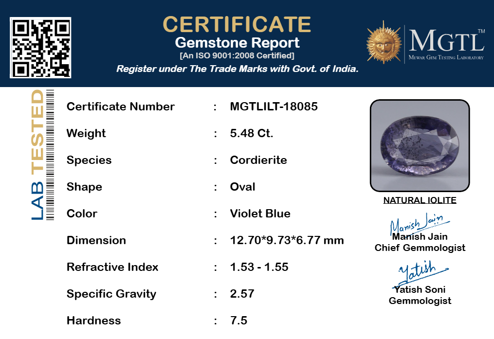 Iolite - 5.48 Carat Prime Quality ILT-18085