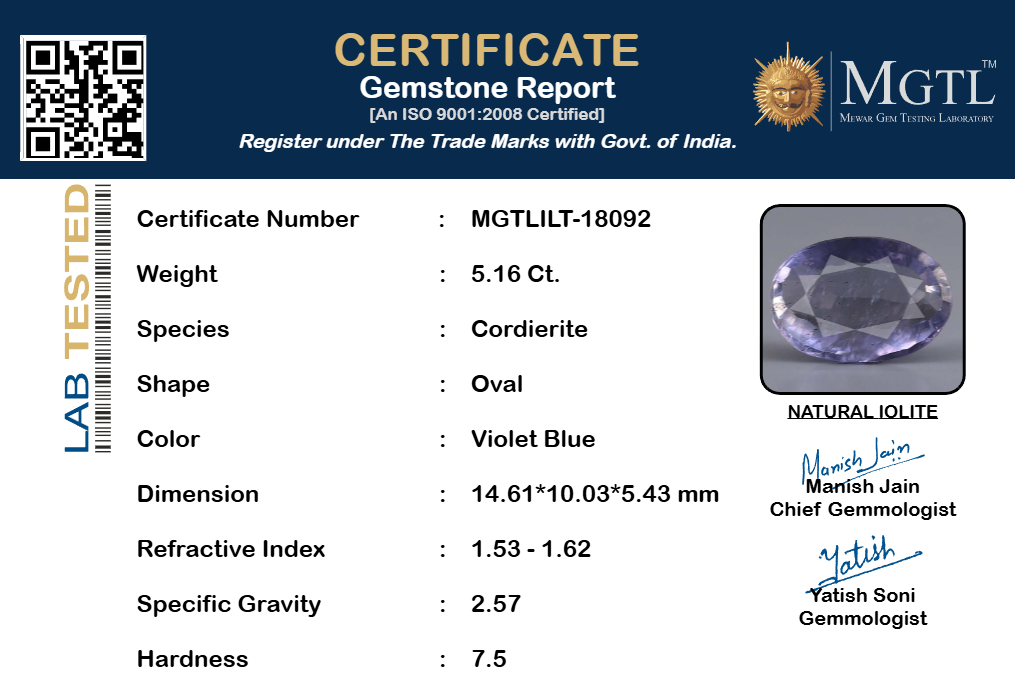 Iolite - 5.16 Carat Limited Quality ILT-18092