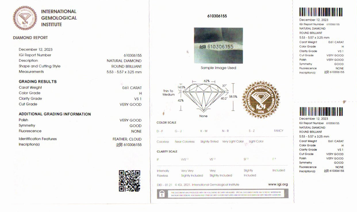 Natural Diamond - 0.61 Carat