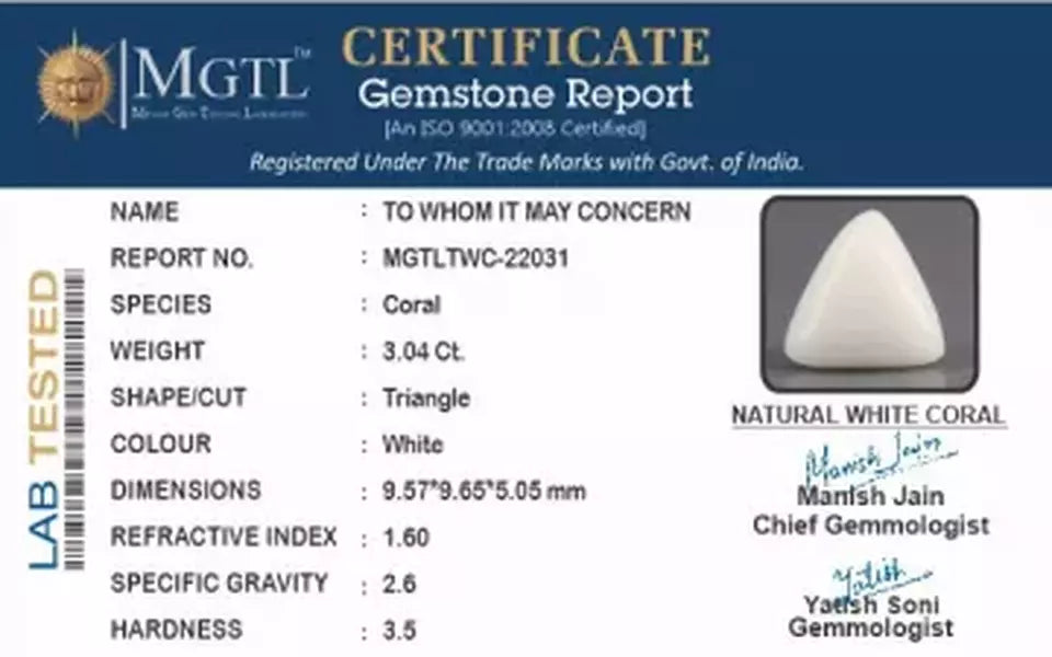 Italian White Coral - 3.04 Carat Limited Quality TWC-22031