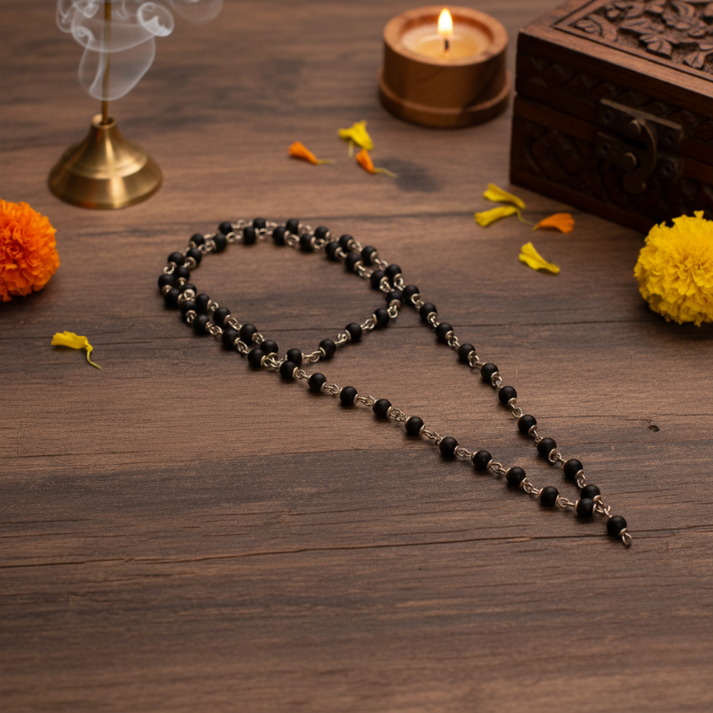 Karungali Mala Silver Cap 108 Beads