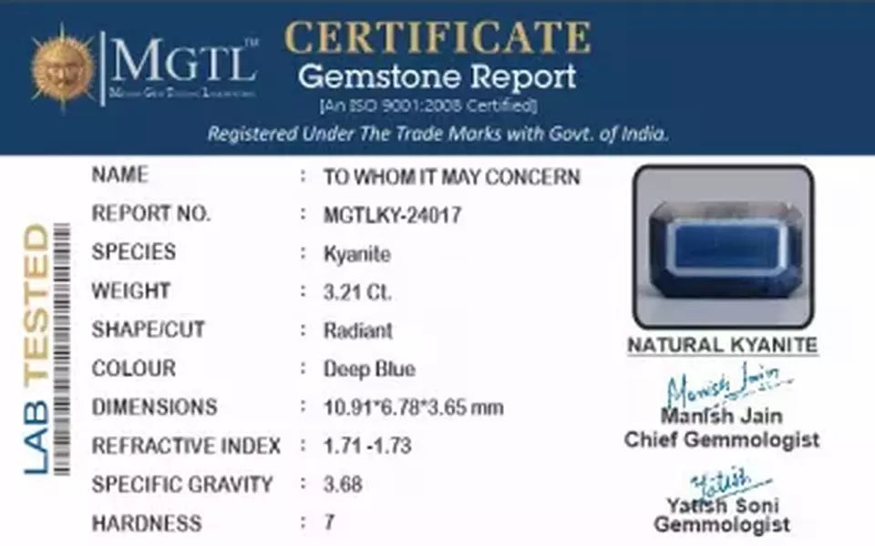 Kyanite Gemstone - 3.21 Carat Limited Quality KY-24017