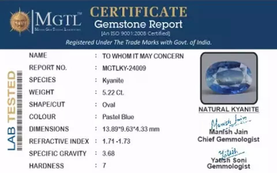 Kyanite Gemstone - 5.22 Carat Prime Quality KY-24009