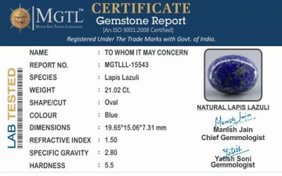 Lapis Lazuli - LL-15543 Limited - Quality 21.02 Carat