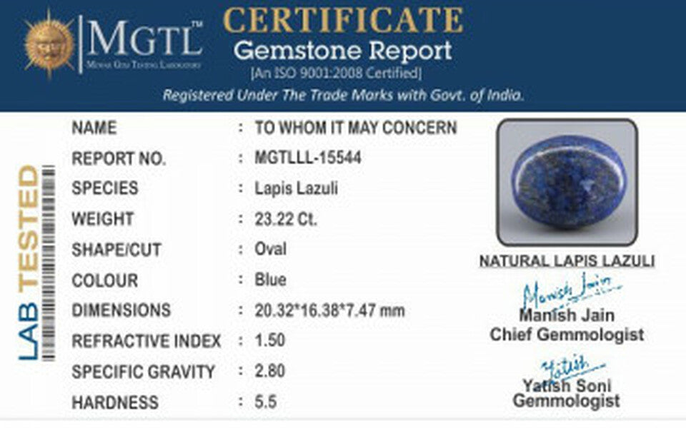Lapis Lazuli - LL-15544 Limited - Quality 23.22 Carat