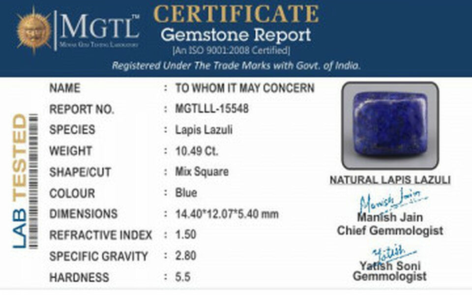 Lapis Lazuli - LL-15548 Limited - Quality 10.49 Carat