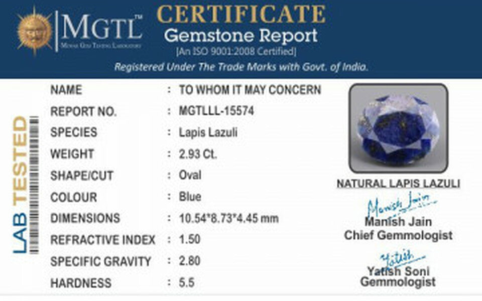 Lapis Lazuli - LL-15574 Limited - Quality 2.93 Carat