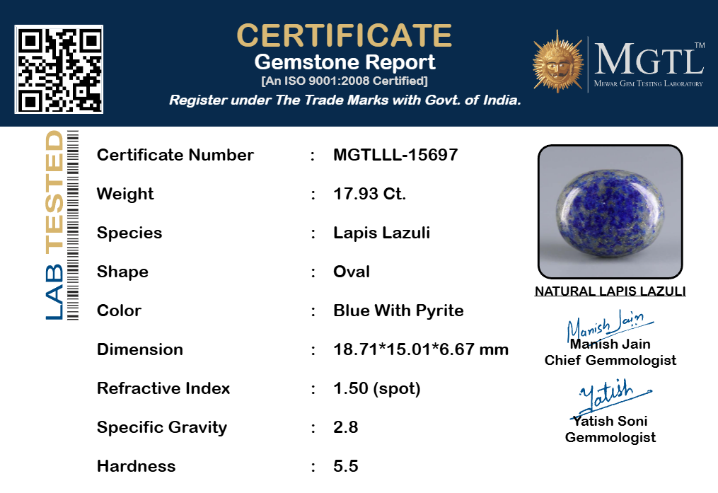 Natural Lapis Lazuli - 17.93 Carat Limited Quality LL-15697