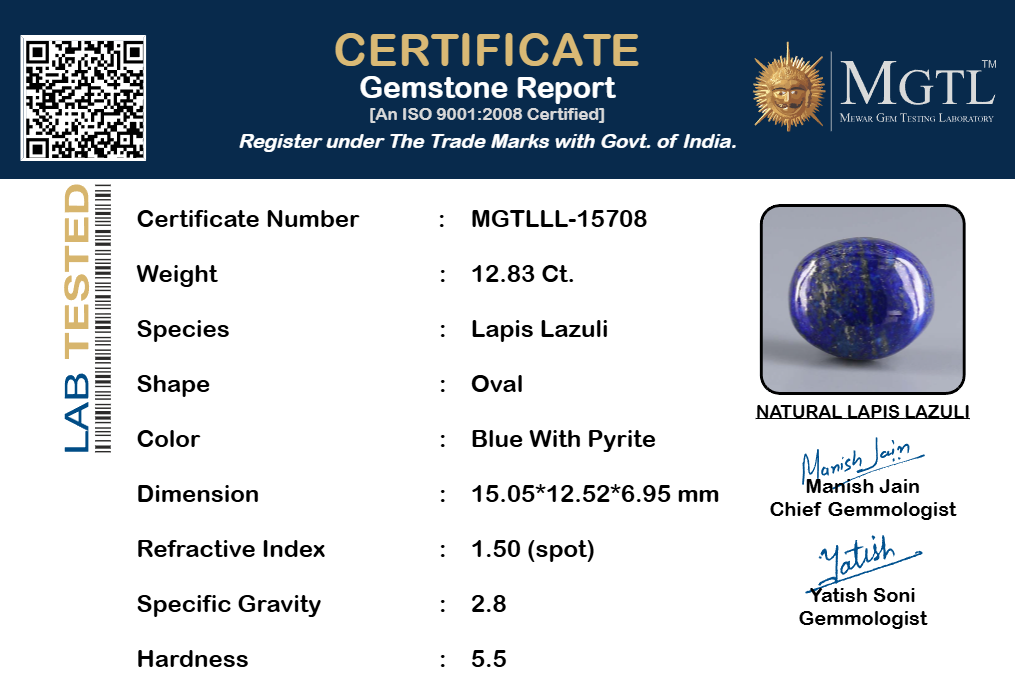 Natural Lapis Lazuli - 12.83 Carat Limited Quality LL-15708