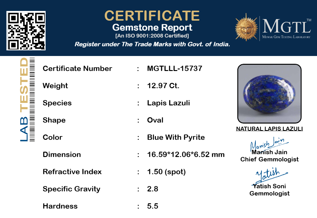 Natural Lapis Lazuli - 12.97 Carat Limited Quality LL-15737