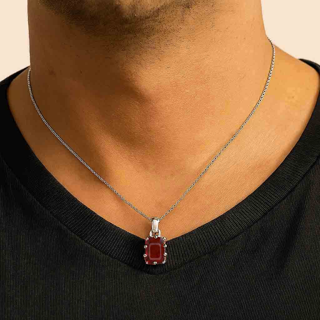 Luxury Designer 925 Silver Hessonite Gomed Pendant