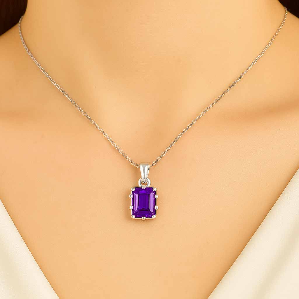 Luxury Designer 925 Silver Natural Amethyst Pendant