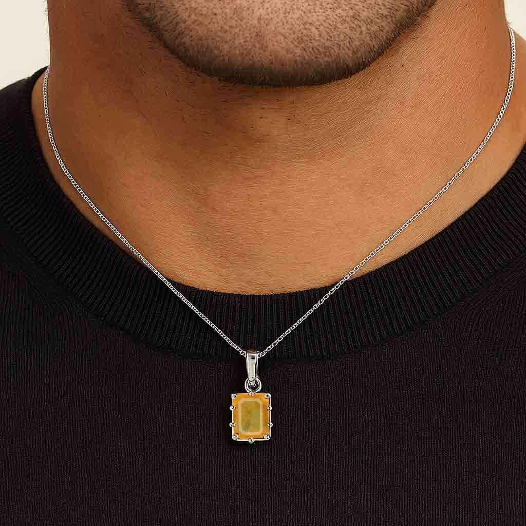 Luxury Designer 925 Silver Yellow Sapphire Pendant
