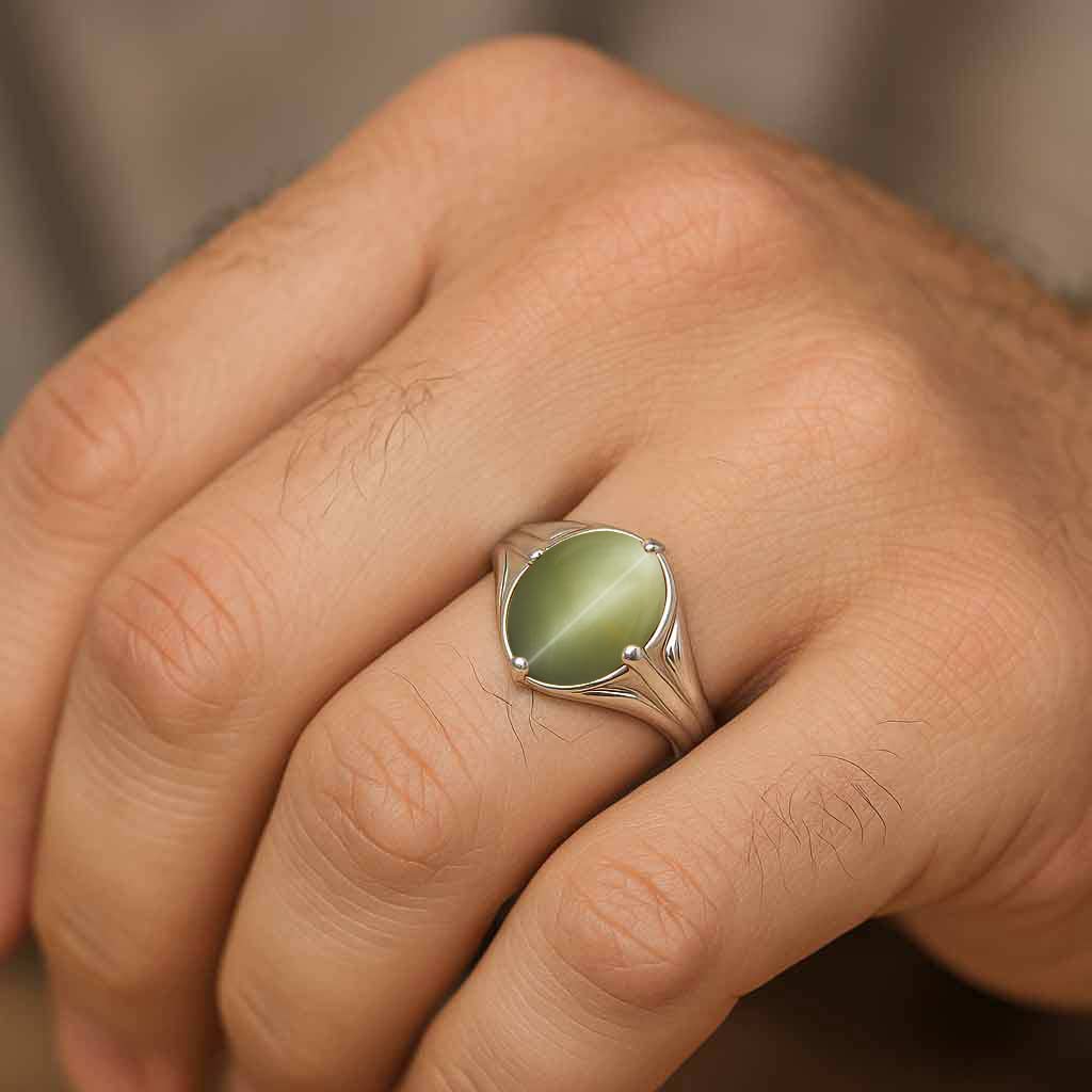 Luxury Handmade 925 Silver Cat's Eye For Men