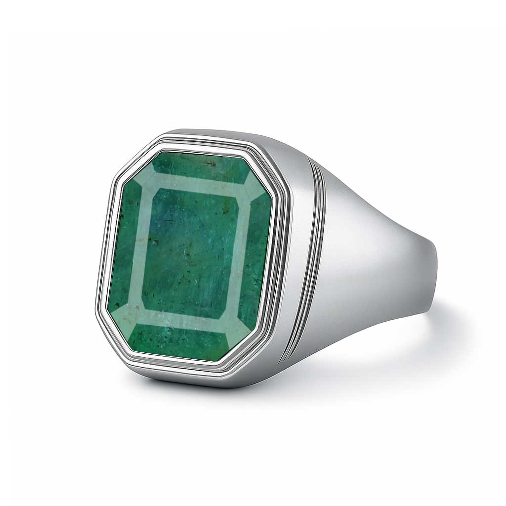 Luxury Handmade 925 Silver Emerald Ring For Men