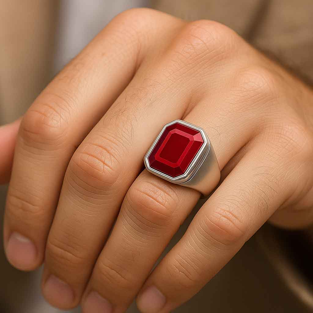 Luxury Handmade 925 Silver Ruby For Men