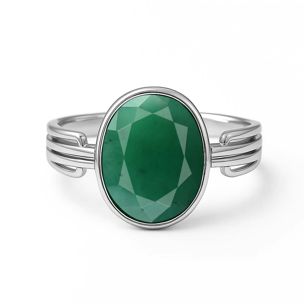 Luxury Royal Emerald Sterling Silver Ring for Female