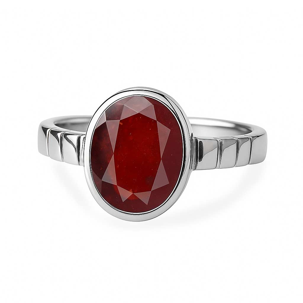 Luxury Royal Hessonite Gomed Sterling Silver Ring for Male