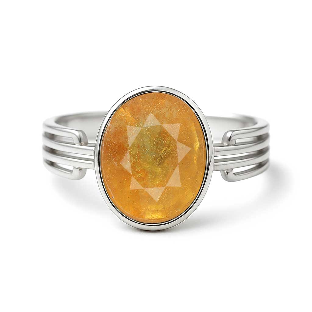 Luxury Royal Yellow Sapphire Sterling Silver Ring for Female