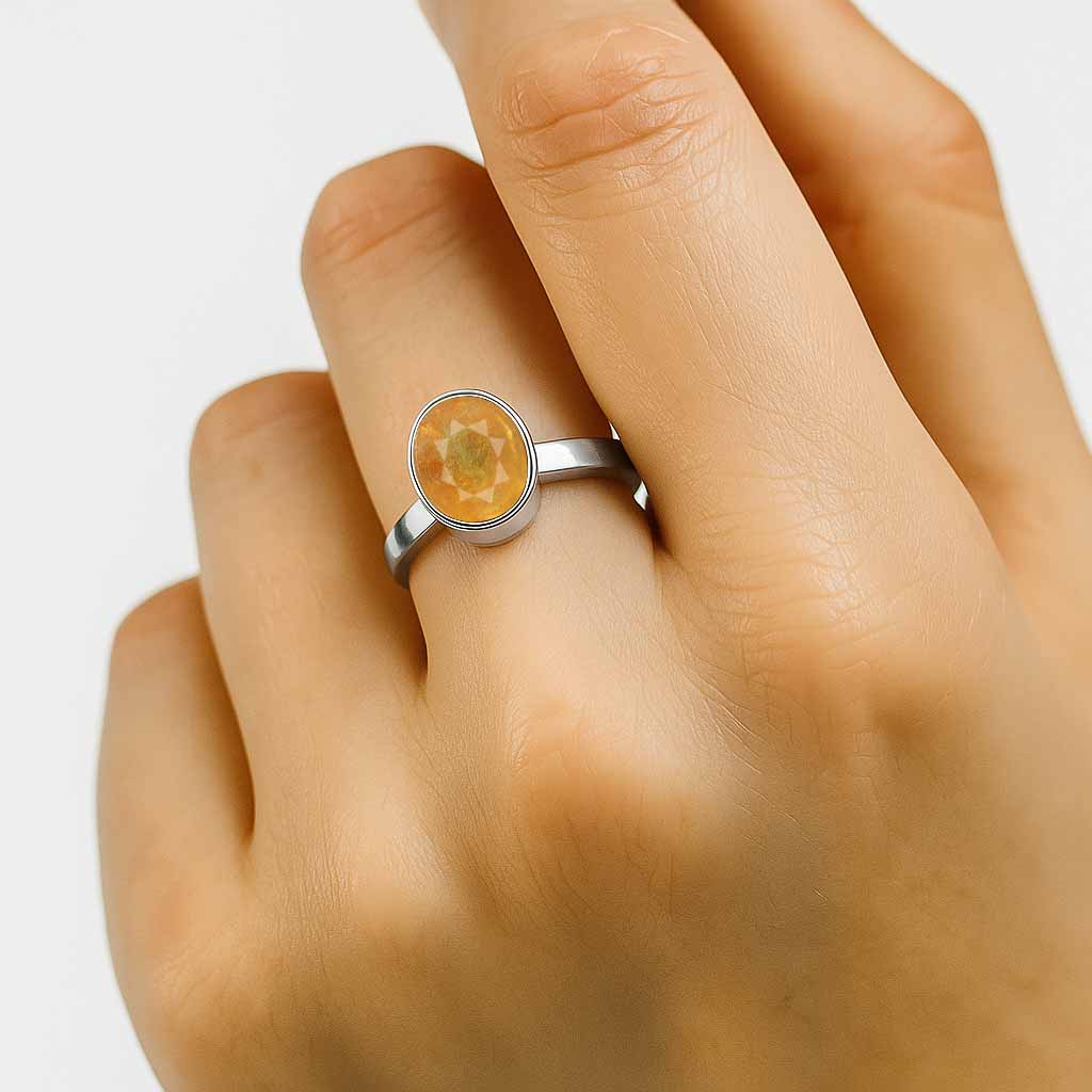 Luxury Yellow Sapphire 925 Sterling Silver Ring for Women