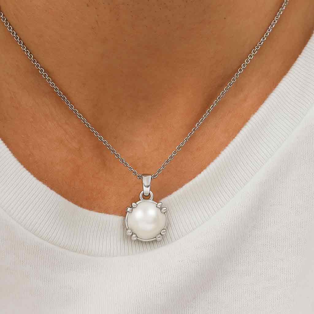 Modern 925 Silver Pearl (Moti) Pendant