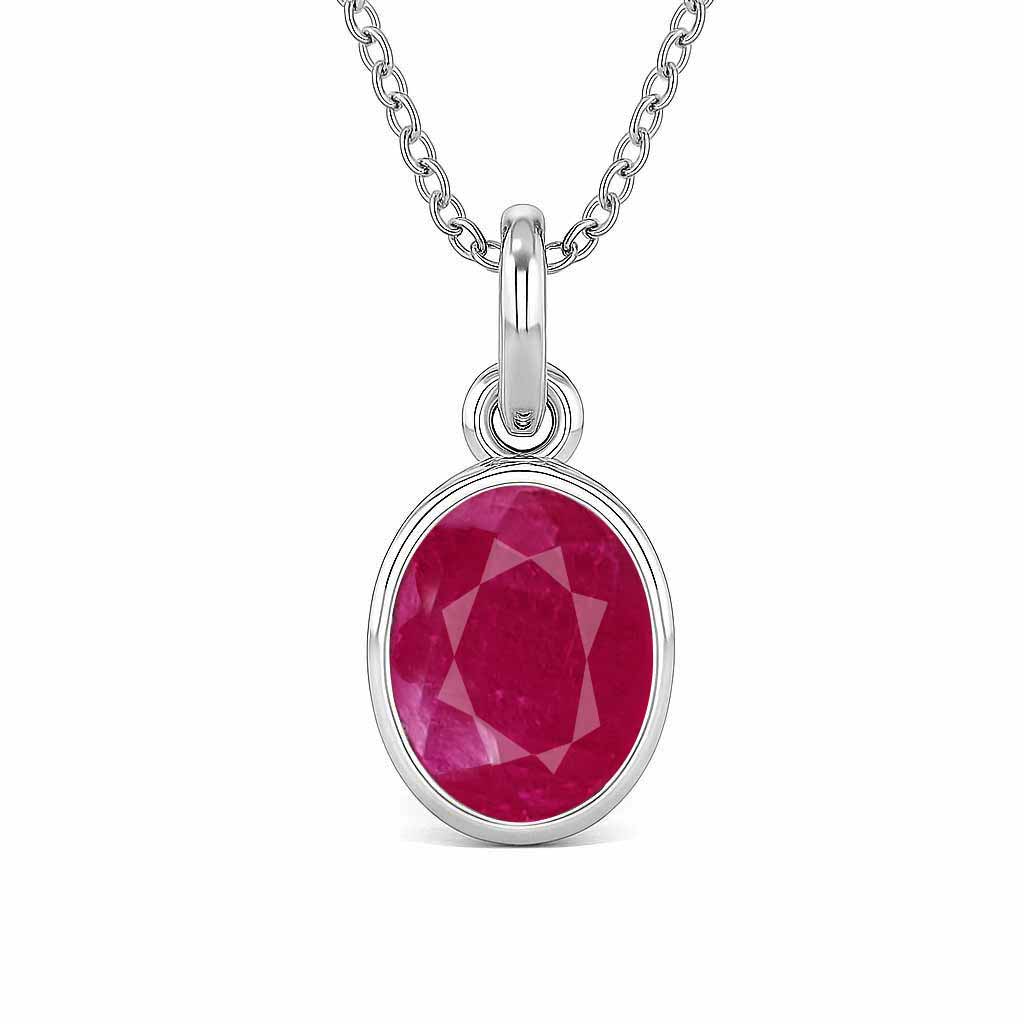 Modern 925 Silver Ruby (Manik) Pendant