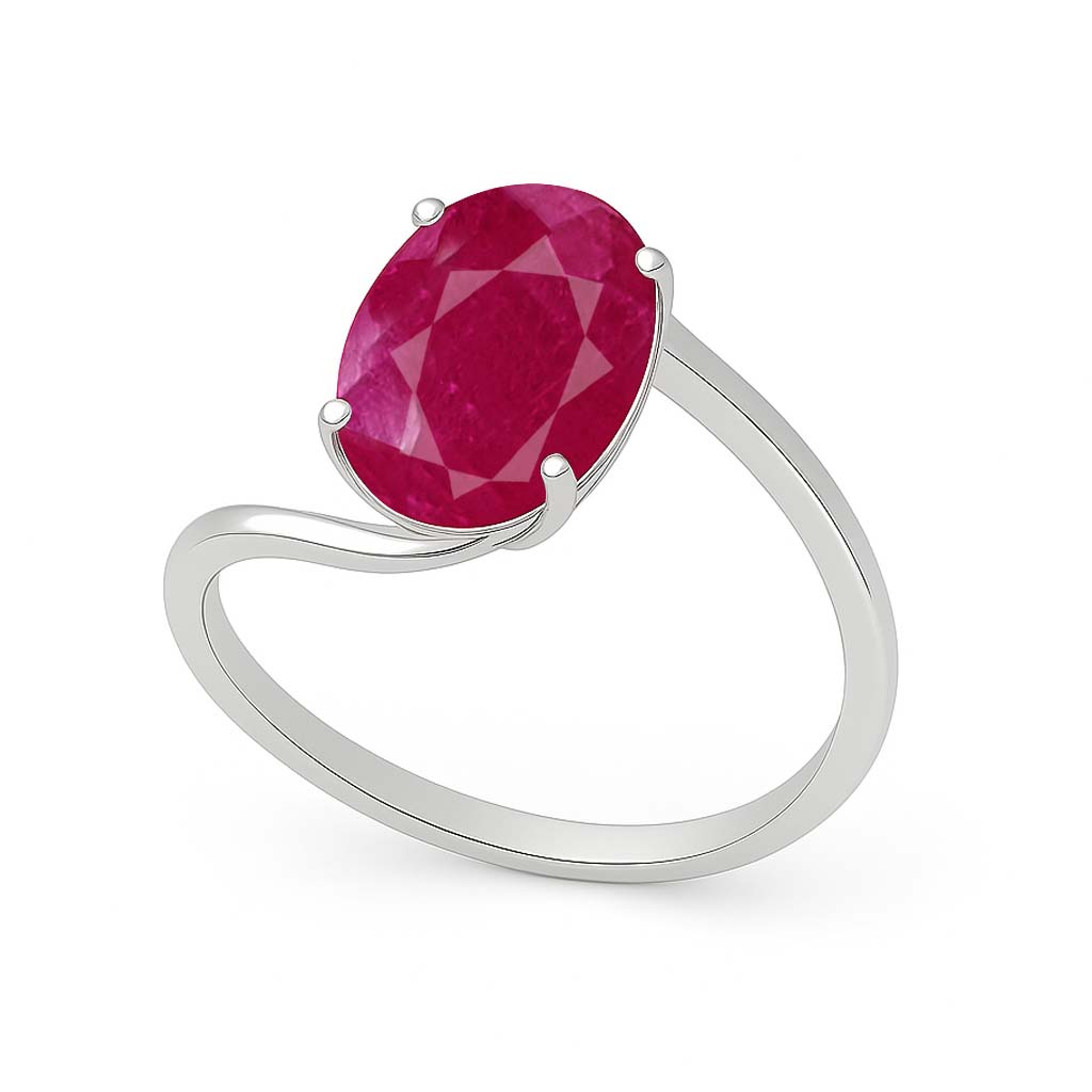Modern Sterling Silver Ruby Gemstone Women’s Ring