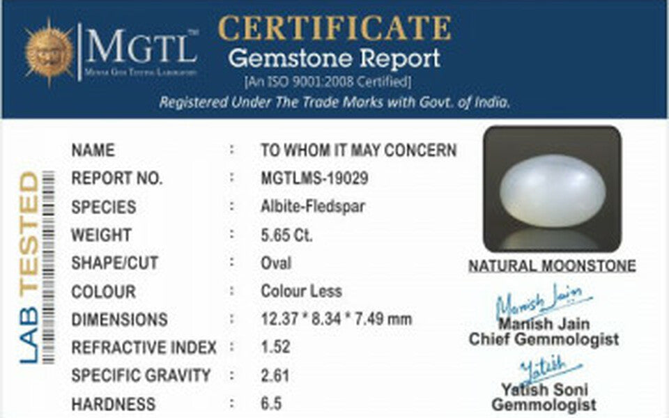 Moonstone - MS 19029 (Origin - India) Limited - Quality
