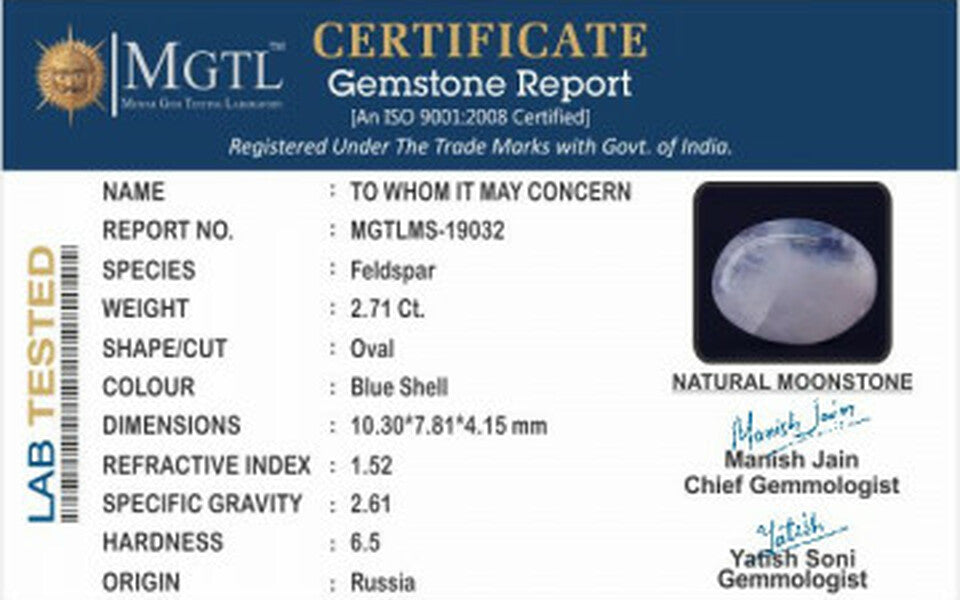 Russian Moonstone - MS 19032  Limited - Quality 2.71 Carat