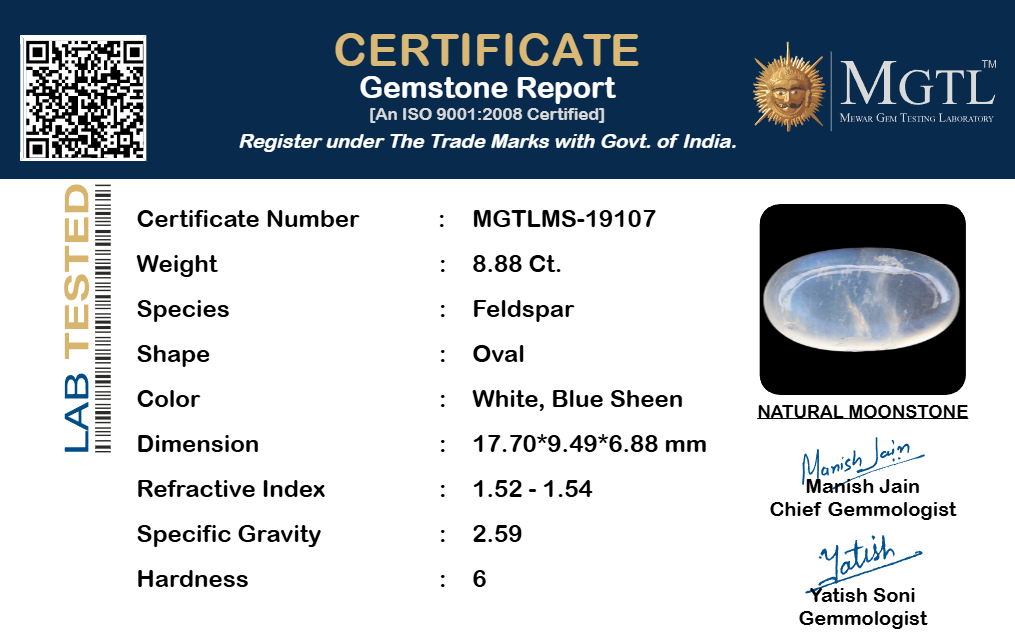 Ceylon Moonstone - 8.88 Carat Prime Quality MS-19107